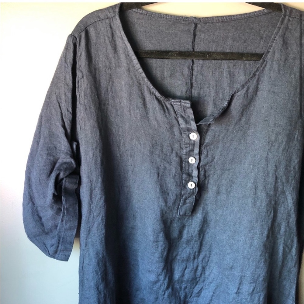 Made in Italy 100% Linen Tunic Top - Picture 3 of 7